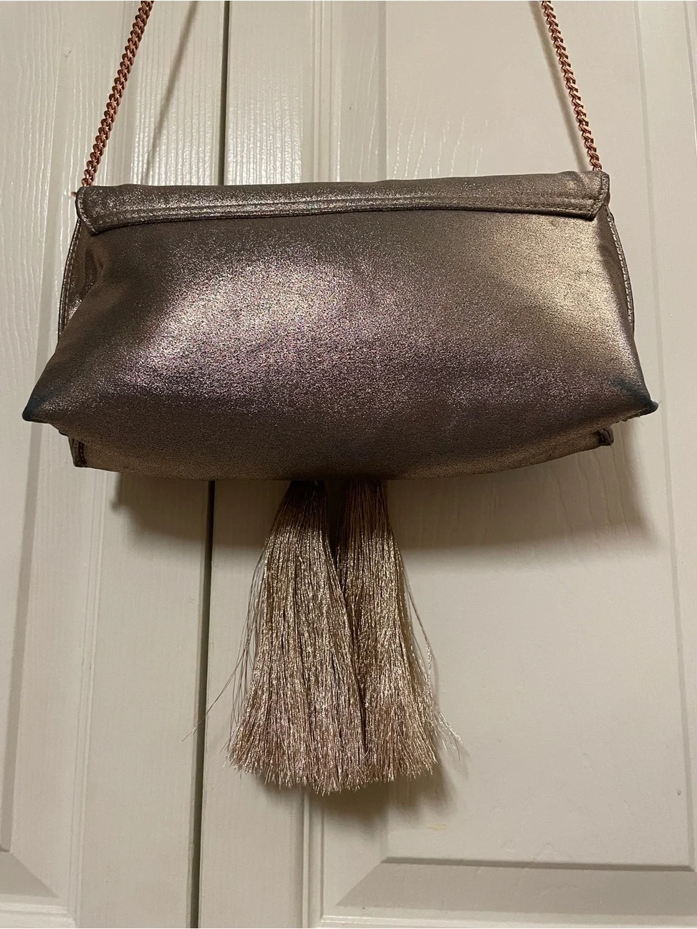 Ted Baker - KATHIE- Satin Brocade Tassel Clutch - Rose Gold -MSRP - $129